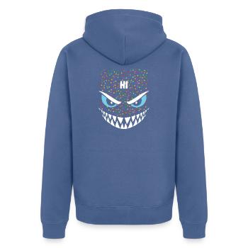 Shark | Big Face Costume Carnival Disguise - Unisex Premium Organic Zip Hoodie - stone blue - Back - Nico (187cm)