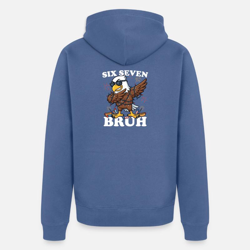 Six Seven Bruh 4. Juli Dabbing Eagle 4. Juli - Unisex Premium Bio Zip Hoodie - Taubenblau