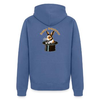Hase im Zylinder: Toddler Entertainer - Unisex Premium Bio Zip Hoodie - Taubenblau - Hinten - Nico (187cm)