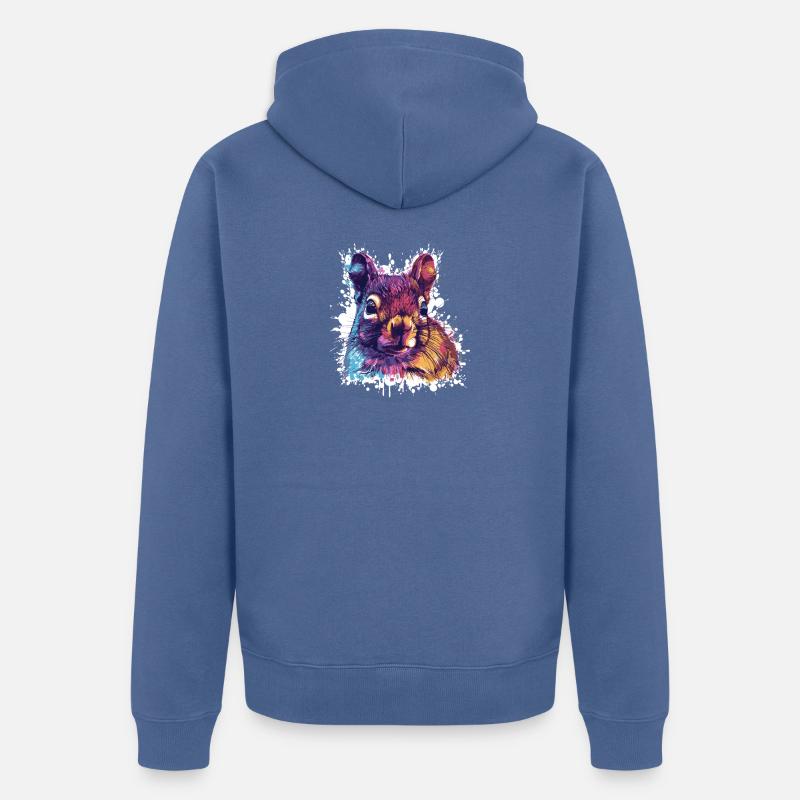 Farbkontrast Eichhörnchen PopArt - Unisex Premium Bio Zip Hoodie - Taubenblau