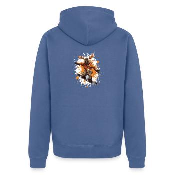 Moose Snowboard - Unisex Premium Organic Zip Hoodie - stone blue - Back - Nico (187cm)