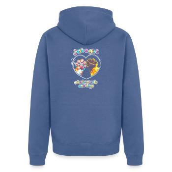 Just a Girl: Liebe zu Katzen und Hunden - Unisex Premium Bio Zip Hoodie - Taubenblau - Hinten - Nico (187cm)