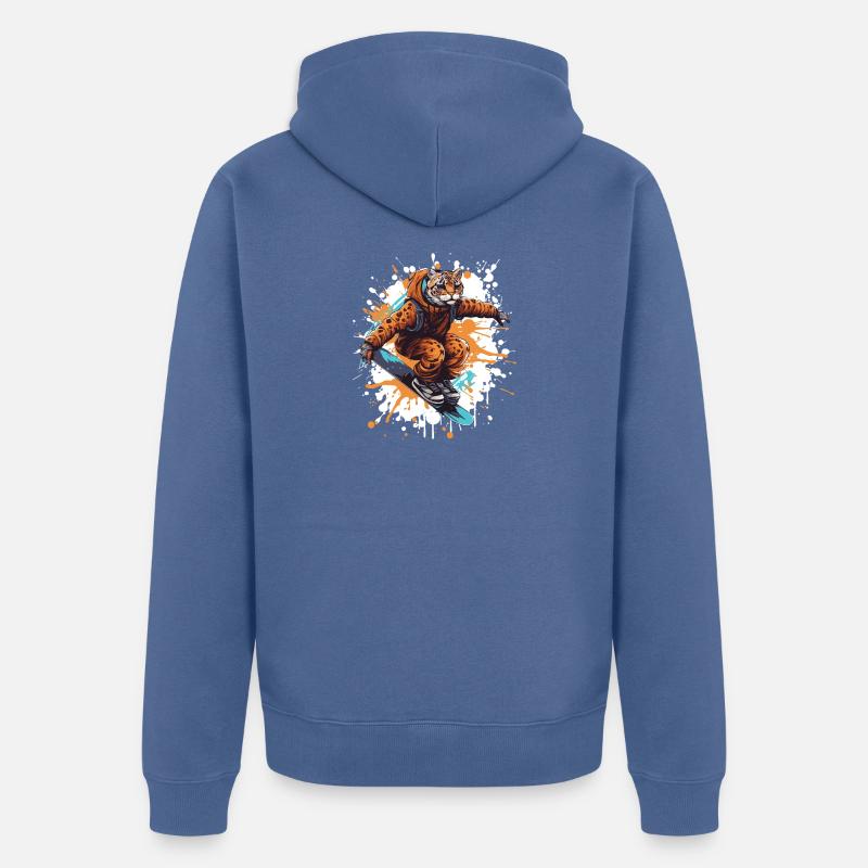 Planche à neige guépard - Veste à capuche bio Premium Unisexe - bleu pigeon