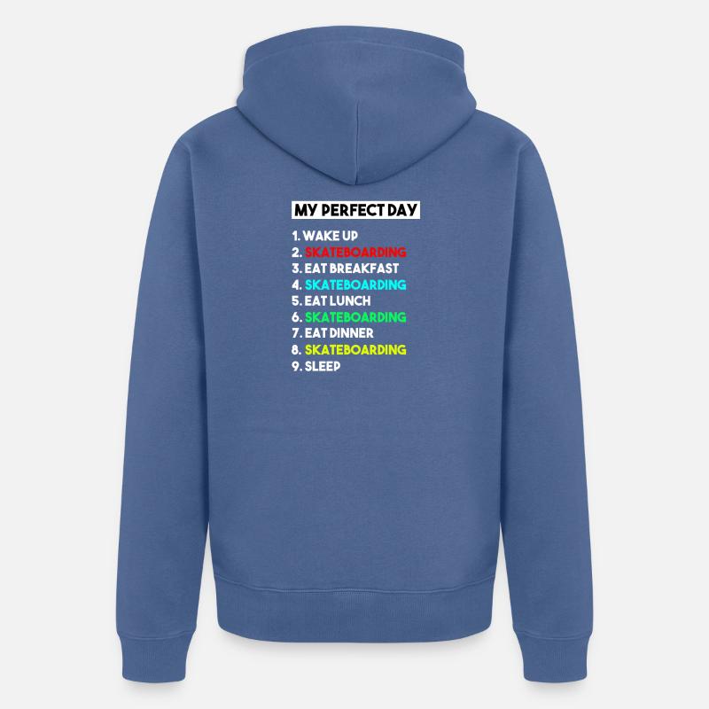 Mein perfektes Skateboard-Routine-Design - Unisex Premium Bio Zip Hoodie - Taubenblau