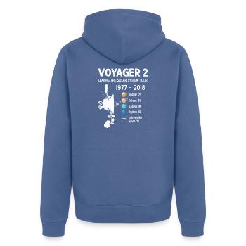 Le vaisseau spatial Voyager 2 quitte la tournée du système solaire - Veste à capuche bio Premium Unisexe - bleu pigeon - Dos - Nico (187cm)