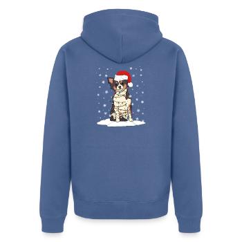 Chihuahua Chihuahueño Christmas - Unisex Premium Bio Zip Hoodie - Taubenblau - Hinten - Nico (187cm)