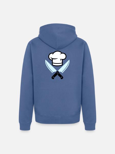 Chef's Hat Knife Logo - Unisex Premium Organic Zip Hoodie - stone blue