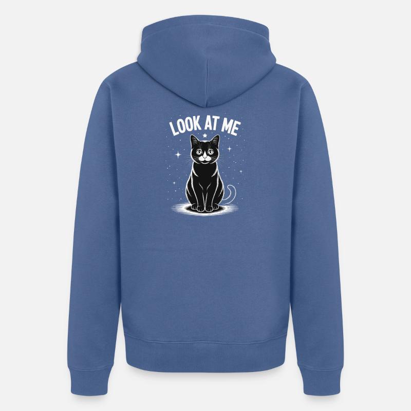Regarde-moi - Ciel étoilé de chat - Veste à capuche bio Premium Unisexe - bleu pigeon