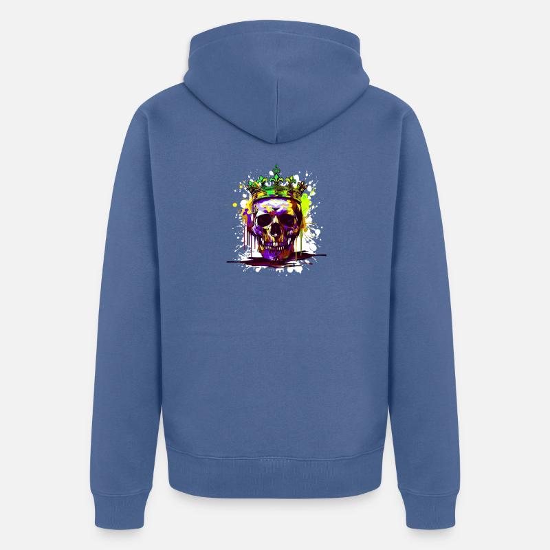 Couronne de crâne de roi - Veste à capuche bio Premium Unisexe - bleu pigeon