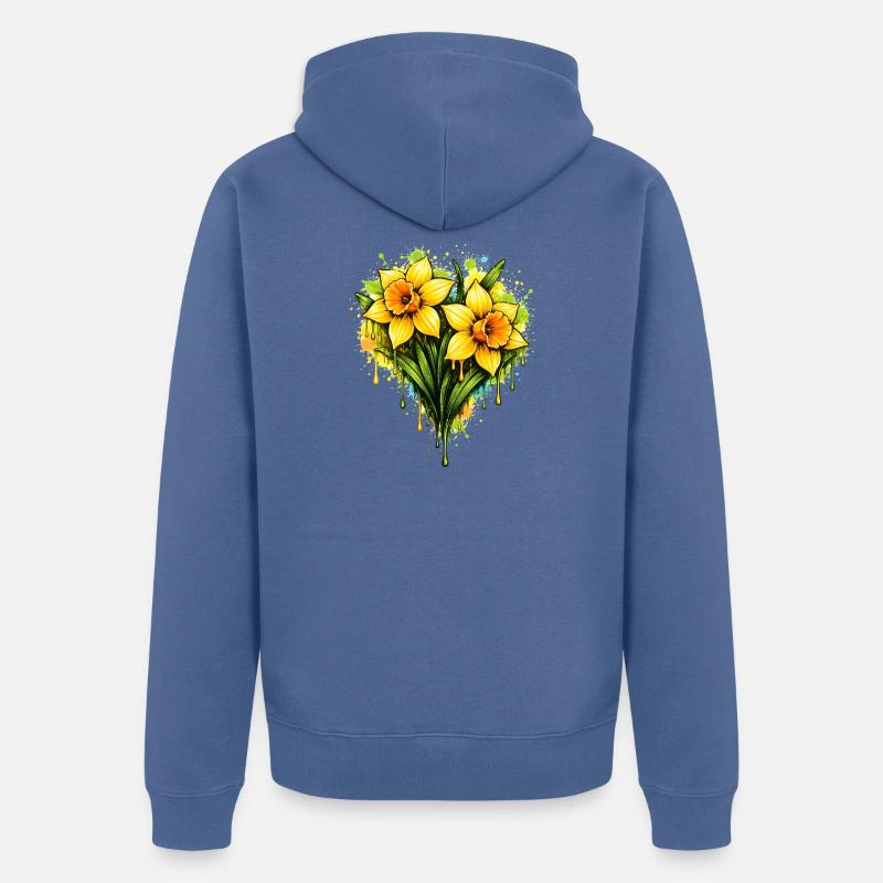 Jonquilles dans le style graffiti - Veste à capuche bio Premium Unisexe - bleu pigeon