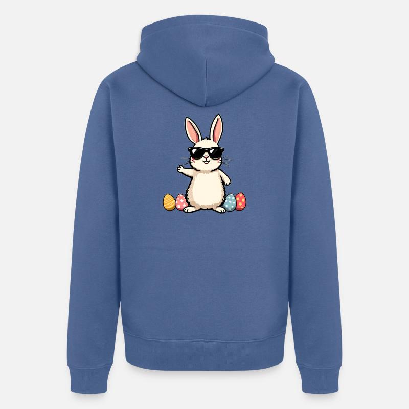 Drôle de lapin de Pâques - Veste à capuche bio Premium Unisexe - bleu pigeon