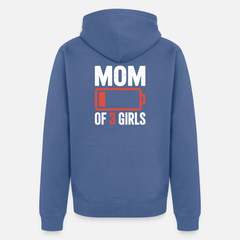 Mutter von 3 Mädchen Batterie-Tee - Unisex Premium Bio Zip Hoodie - Taubenblau