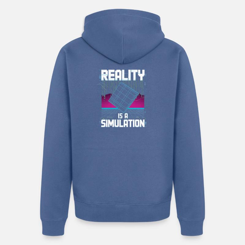 La réalité est une simulation - Veste à capuche bio Premium Unisexe - bleu pigeon