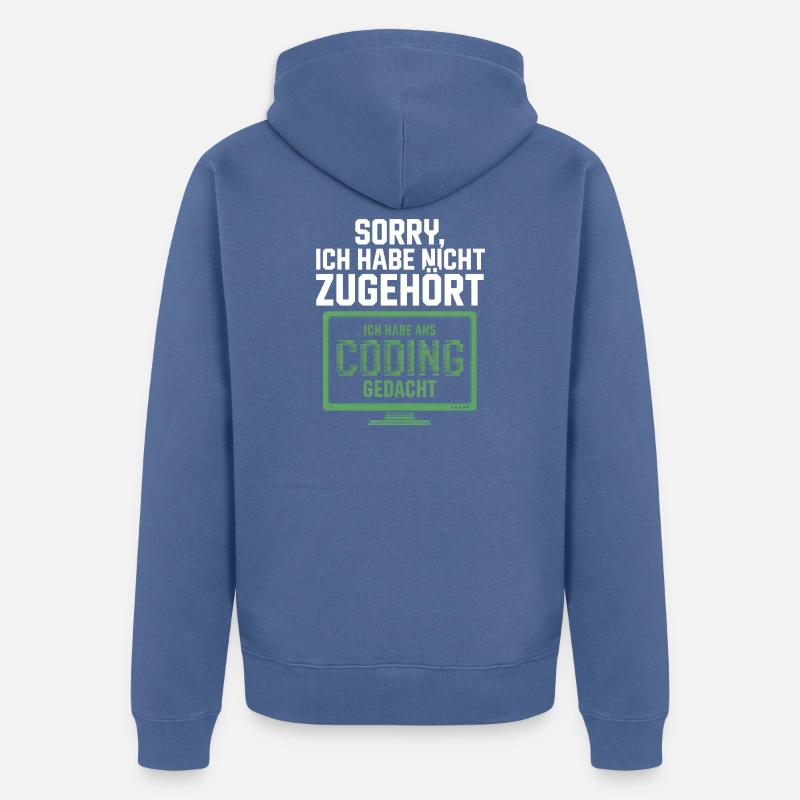Sorry, I thought coding - Unisex Premium Organic Zip Hoodie - stone blue