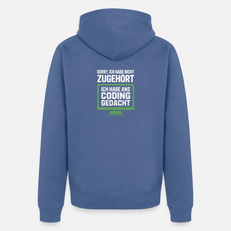 Coding Thinking instead of belonging - Unisex Premium Organic Zip Hoodie - stone blue