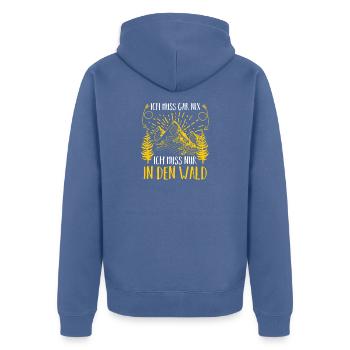 Jagd Jagen Waidmann Jäger - Unisex Premium Bio Zip Hoodie - Taubenblau - Hinten - Nico (187cm)