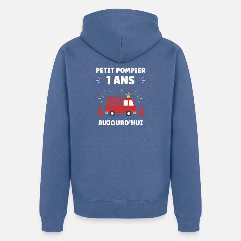 1er Anniversaire Petit Pompier - Veste à capuche bio Premium Unisexe - bleu pigeon