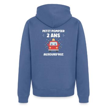 Petit Pompier 2 Ans Aujourd'hui - Veste à capuche bio Premium Unisexe - bleu pigeon - Dos - Nico (187cm)