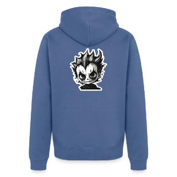 Spiky Skull Chibi - Unisex Premium Organic Zip Hoodie - stone blue - Back - Nico (187cm)