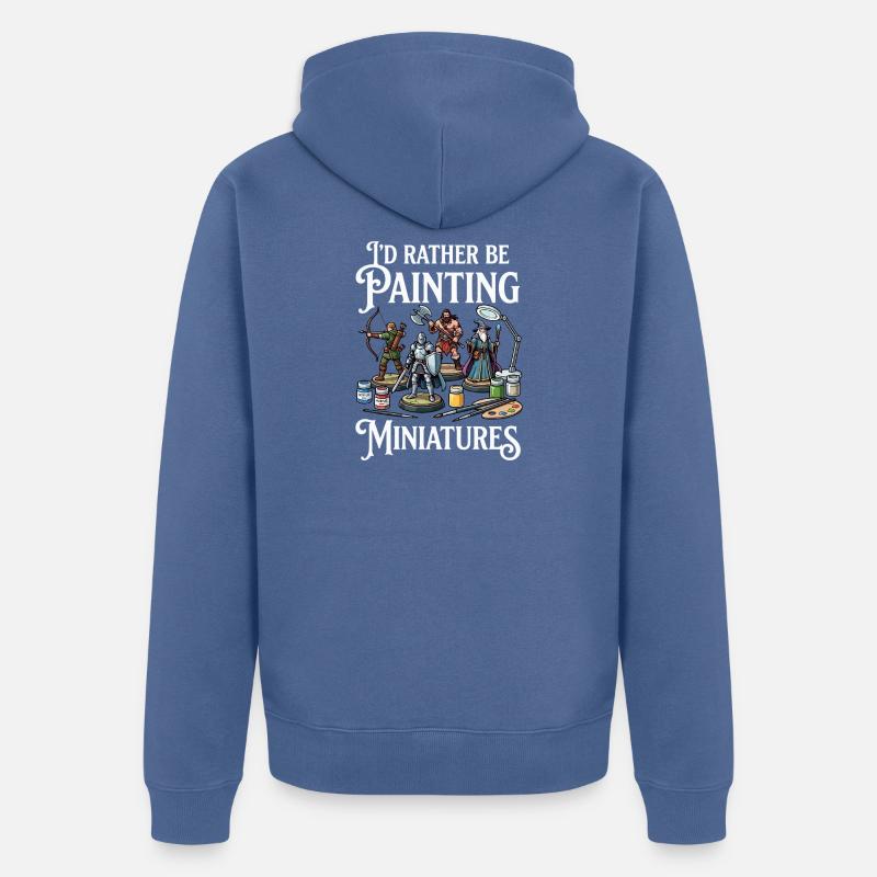 Je préfère peindre des miniatures - Veste à capuche bio Premium Unisexe - bleu pigeon