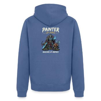 Maler der Minis Armeenbauer - Unisex Premium Bio Zip Hoodie - Taubenblau - Hinten - Nico (187cm)
