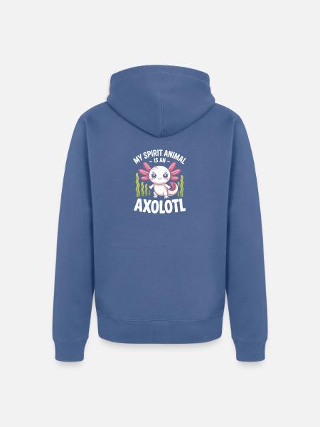 Axolotl Geisttier-Tee - Unisex Premium Bio Zip Hoodie - Taubenblau