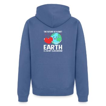 Archéologie Géologie - Veste à capuche bio Premium Unisexe - bleu pigeon - Dos - Nico (187cm)