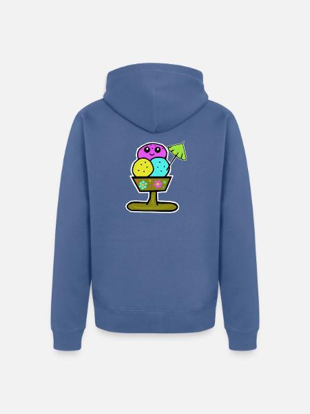 Bunter Eisbecher Eiscreme Eiskreme Eis - Unisex Premium Organic Zip Hoodie - stone blue