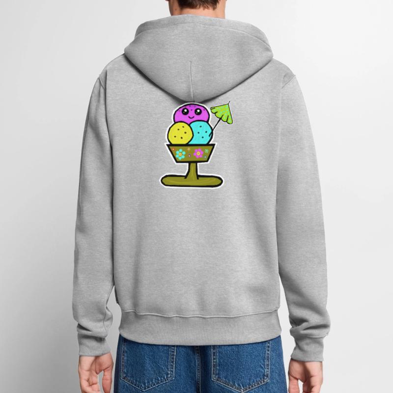 Bunter Eisbecher Eiscreme Eiskreme Eis Unisex Premium Bio Zip Hoodie