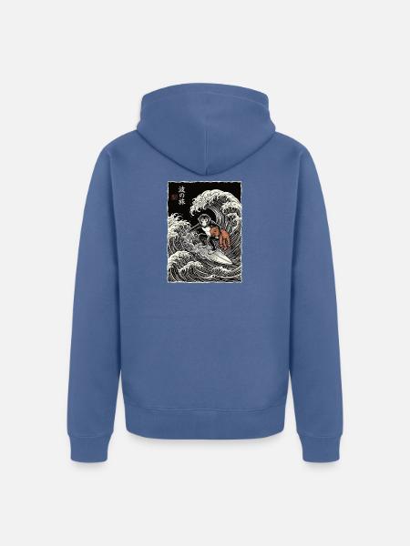Ukiyo-e Baby Monkey Punch - Unisex Premium Bio Zip Hoodie - Taubenblau