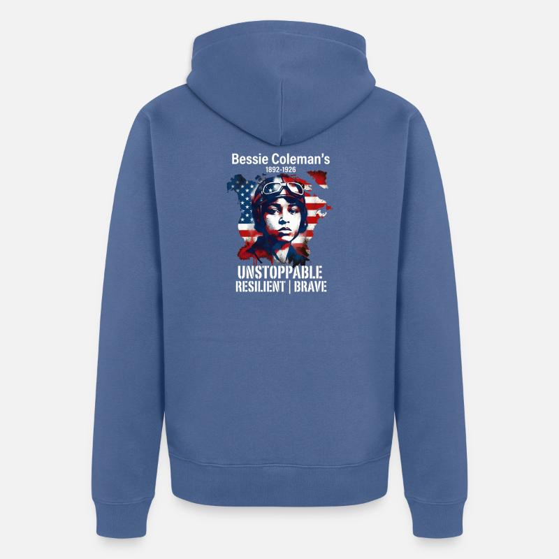 Bessie Coleman Mutig Luftfahrtpionierin - Unisex Premium Bio Zip Hoodie - Taubenblau
