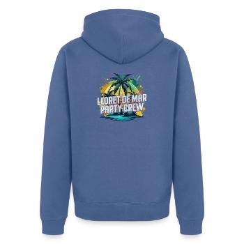 Lloret De Mar Party Crew - Unisex Premium Bio Zip Hoodie - Taubenblau - Hinten - Nico (187cm)