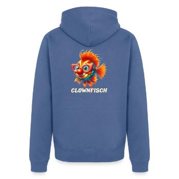 Clownfish with Glasses Cartoon Colorful - Unisex Premium Organic Zip Hoodie - stone blue - Back - Nico (187cm)