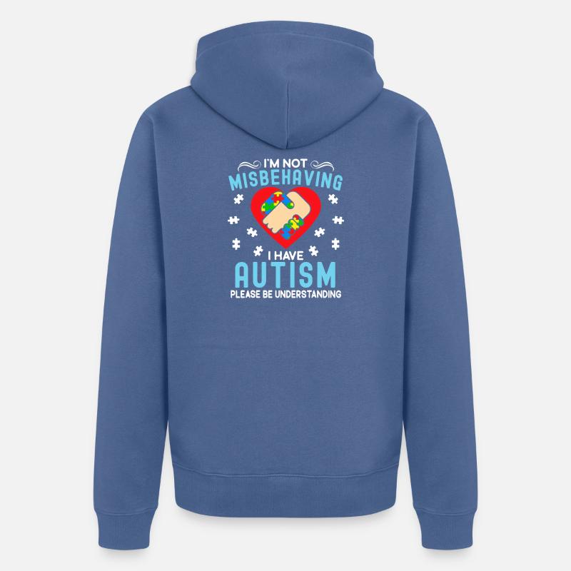 Cœur Comprendre l’Autisme - Veste à capuche bio Premium Unisexe - bleu pigeon