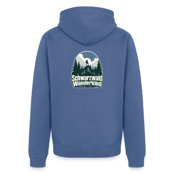 Schwarzwald Wanderkind Hiking Black Forest Nature - Unisex Premium Bio Zip Hoodie - Taubenblau - Hinten - Nico (187cm)