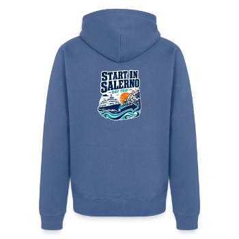 Start in Salerno Tagesausflug Fähre Amalfiküste - Unisex Premium Bio Zip Hoodie - Taubenblau - Hinten - Nico (187cm)