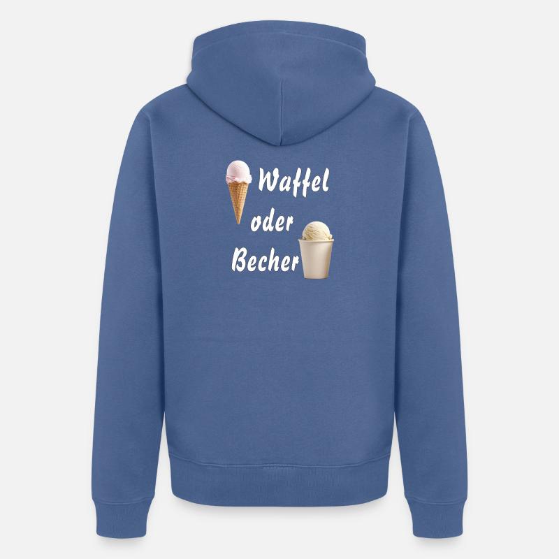 EIS WAFFEL ODER BECHER - Unisex Premium Bio Zip Hoodie - Taubenblau