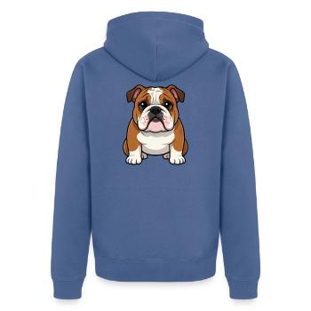 Bulldogge Hund Geschenk Bulldoggen Besitzer - Unisex Premium Bio Zip Hoodie - Taubenblau - Hinten - Nico (187cm)