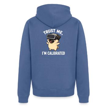 Diction de joueur de dessins animés carlin mignonne - Veste à capuche bio Premium Unisexe - bleu pigeon - Dos - Nico (187cm)