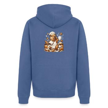 Küchen Capybara Backzauber - Unisex Premium Bio Zip Hoodie - Taubenblau - Hinten - Nico (187cm)