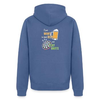 Dart Dartboard Dartpfeil - Unisex Premium Bio Zip Hoodie - Taubenblau - Hinten - Nico (187cm)