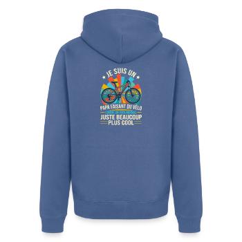 Papa Cycliste Vélo VTT Rétro Cool - Veste à capuche bio Premium Unisexe - bleu pigeon - Dos - Nico (187cm)