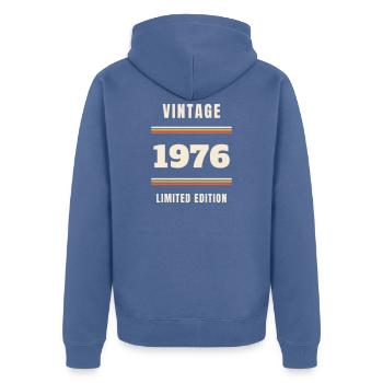 Vintage 1976 - 50. Geburtstag Jahrgang Geschenk - Unisex Premium Bio Zip Hoodie - Taubenblau - Hinten - Nico (187cm)