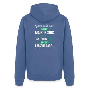 Je Ne Suis Pas Parfait Mais Je Suis Supporter D... - Veste à capuche bio Premium Unisexe - bleu pigeon - Dos - Nico (187cm)