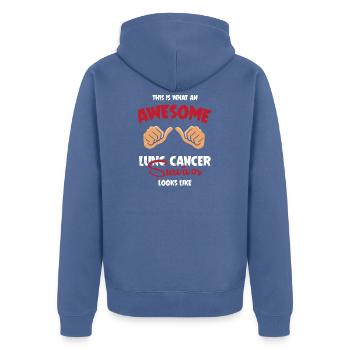 Cancer - Unisex Premium Organic Zip Hoodie - stone blue - Back - Nico (187cm)