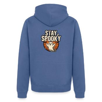 Cute Ghost Halloween – Bleib gruselig - Unisex Premium Bio Zip Hoodie - Taubenblau - Hinten - Nico (187cm)
