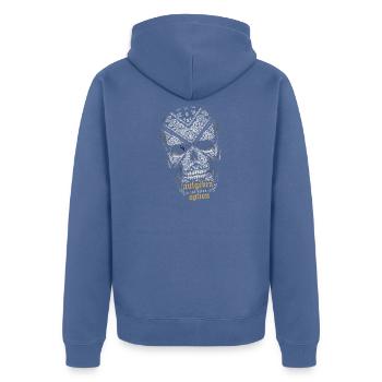 Ornament-Totenkopf: Keine Option - Unisex Premium Bio Zip Hoodie - Taubenblau - Hinten - Nico (187cm)
