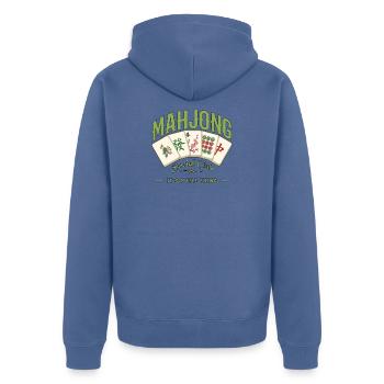 Mahjong-Spiel Sozialclub-Mahjong-Spieler - Unisex Premium Bio Zip Hoodie - Taubenblau - Hinten - Nico (187cm)
