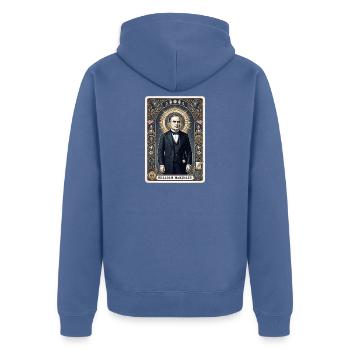 William McKinley Tarot Card - Unisex Premium Organic Zip Hoodie - stone blue - Back - Nico (187cm)