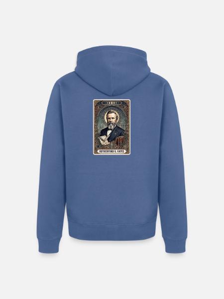 Rutherford B. Hayes Tarot Card - Unisex Premium Organic Zip Hoodie - stone blue